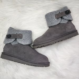 UGG grey knit and suede kids boots size- 2